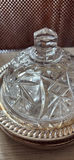 Cut Glass Covered Dish and Small Glass Bowl with Silver-Tone Holders - thumbnail 5 of 11