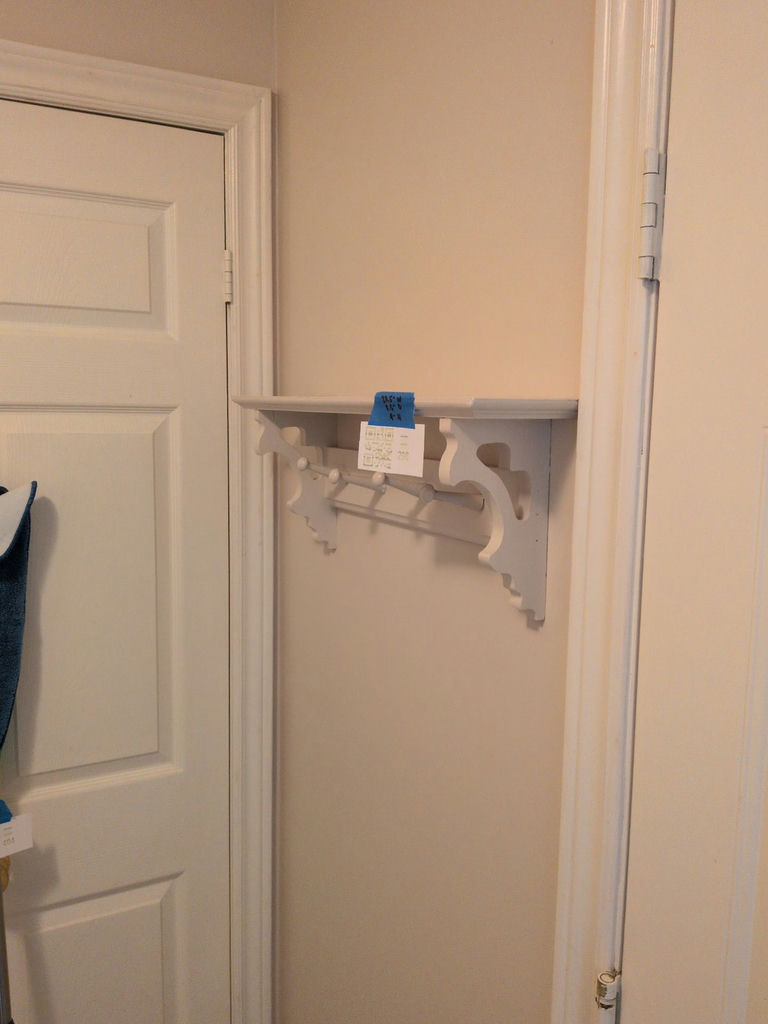 White Wall Shelf with Coat Hooks - image 1 of 4