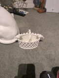 White Ceramic Cat Figurine and Victorian Bird Gracie China Basket - thumbnail 3 of 5