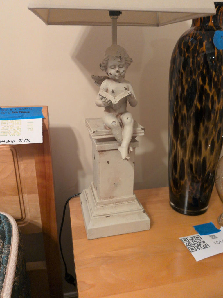 Cherub Table Lamp with Fabric Shade - image 2 of 4