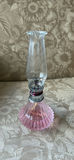 Pair of Pink Glass Oil Lamps with Clear Lamp Oil - thumbnail 2 of 5