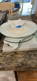 White Ceramic Serving Pieces with Glass Plate - thumbnail 1 of 7