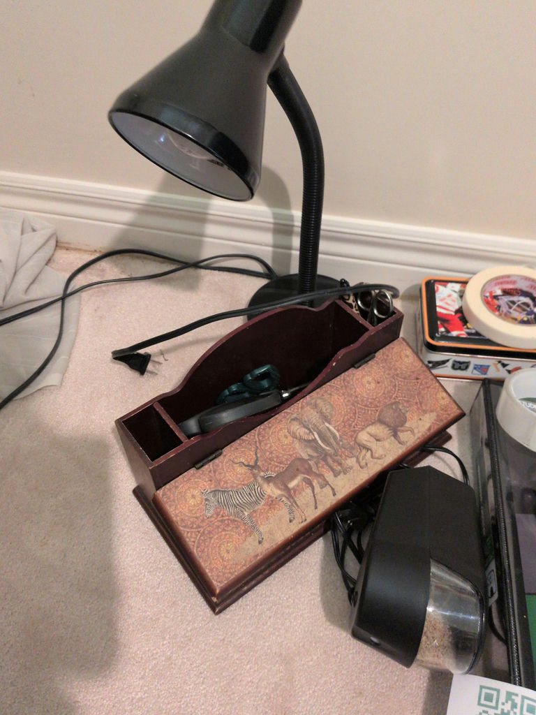 Desk Lamp, Wooden Organizer Box, and Office Supplies - image 3 of 11