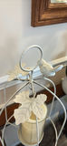 White Metal Bird and Leaf Candle Holder - thumbnail 2 of 4