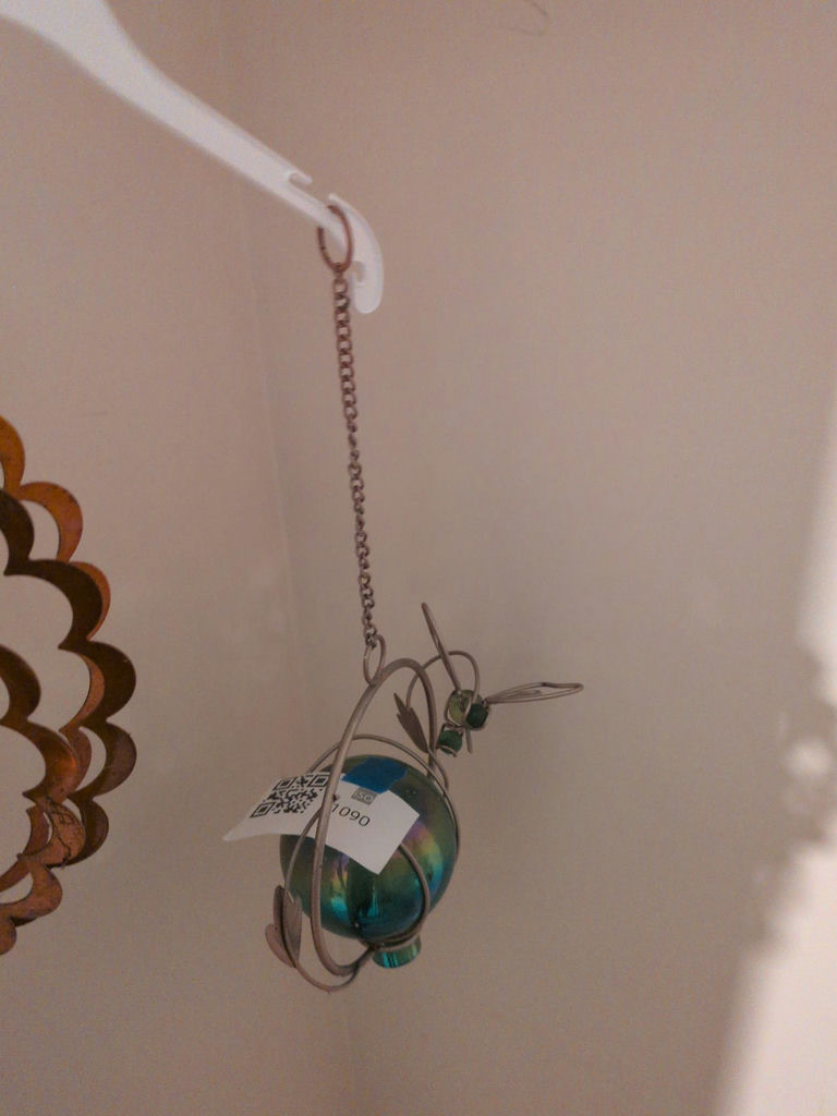 Hanging Glass Orb and Metal Hummingbird Decor - image 1 of 5