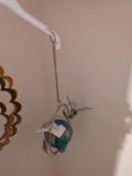 Hanging Glass Orb and Metal Hummingbird Decor - thumbnail 1 of 5
