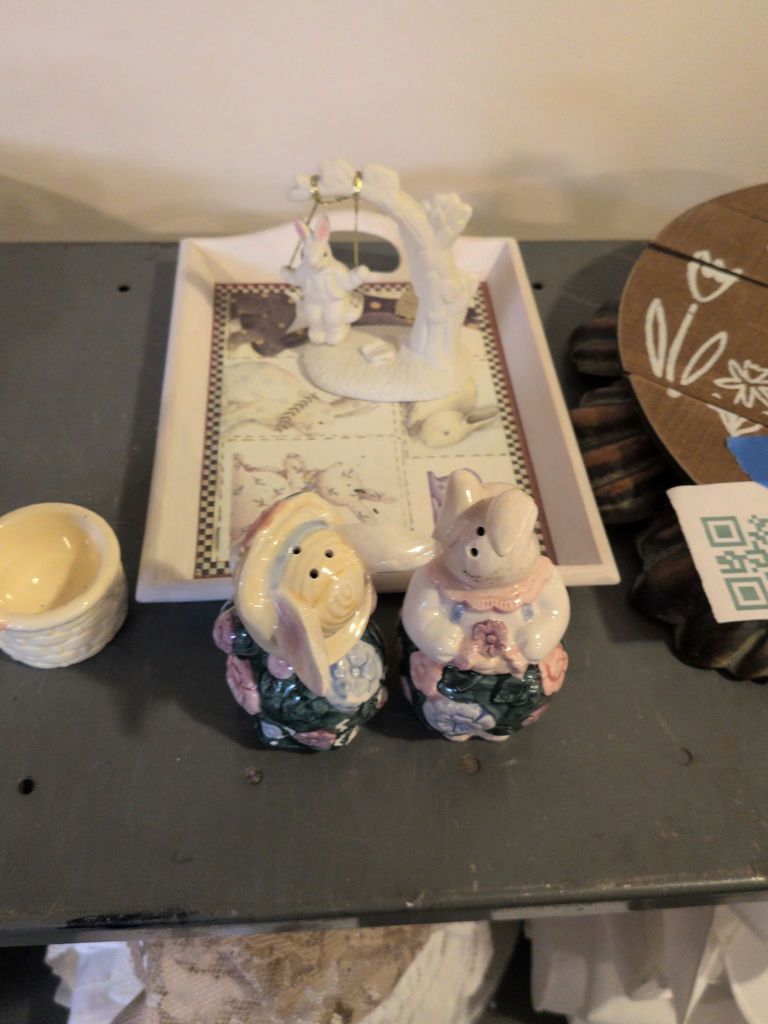 Easter Bunny Figurines and Decorative Tray Set - image 3 of 9