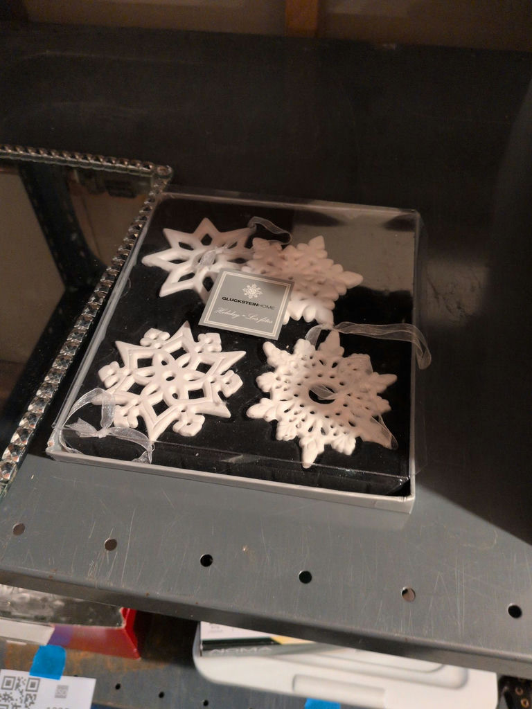 Decorative Glass Cloche, Snowflake Ornaments, and Mirrored Tray - image 3 of 5
