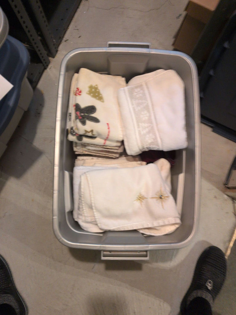 Storage Bin of Christmas Towels and Linens - image 2 of 9
