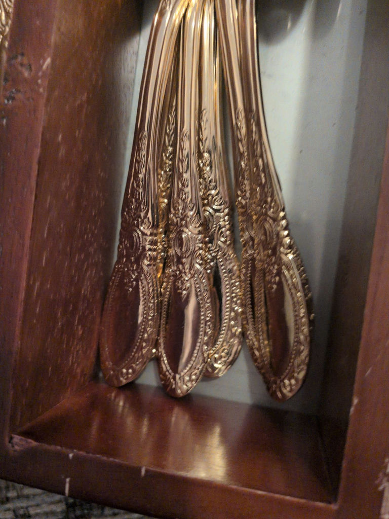 Gold-Tone Flatware Set with Wooden Organizer Tray - image 5 of 7