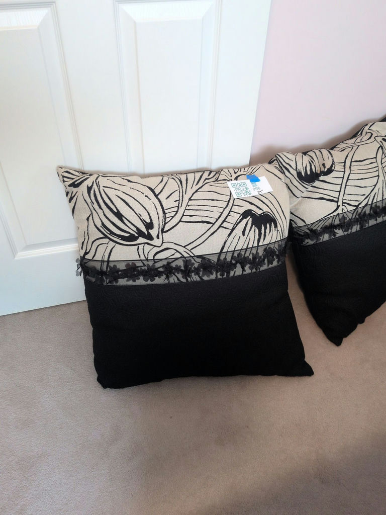 Pair of Black and White Floral Throw Pillows - image 2 of 6