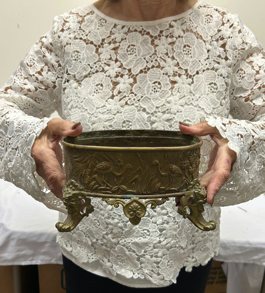 Antique Bronze Figural Footed Planter  - image 2 of 7
