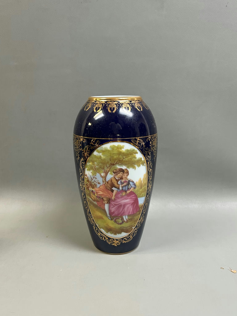 Limoges Courting Scene Vase Signed - image 1 of 6