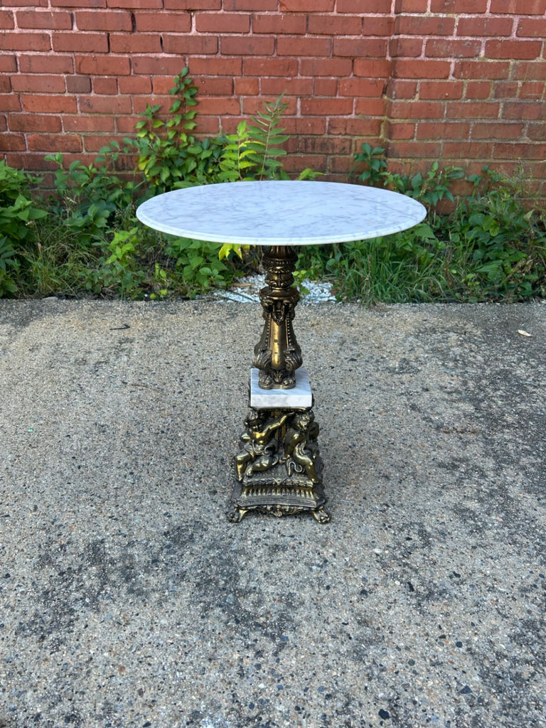 Italian Marble Top Pedestal Table  - image 1 of 7