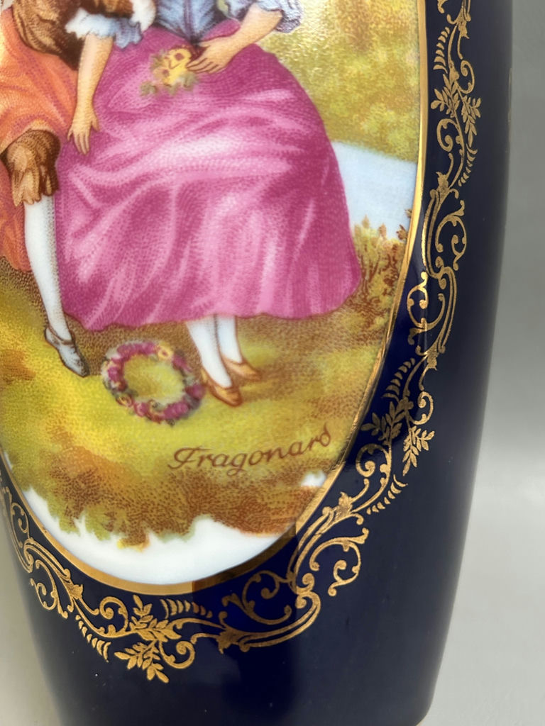 Limoges Courting Scene Vase Signed - image 2 of 6