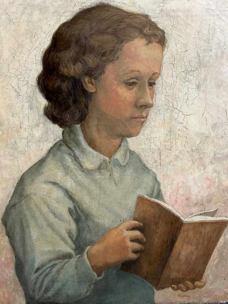 Young Lady Reading a Book Oil Painting - image 4 of 5