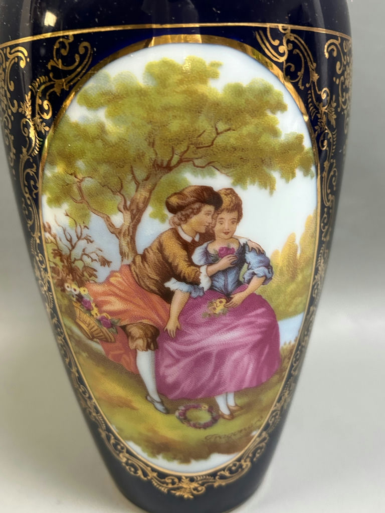 Limoges Courting Scene Vase Signed - image 5 of 6