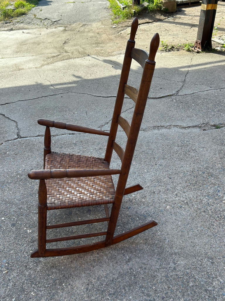 Antique ladder Back Rattan Seat Rocker - image 4 of 6