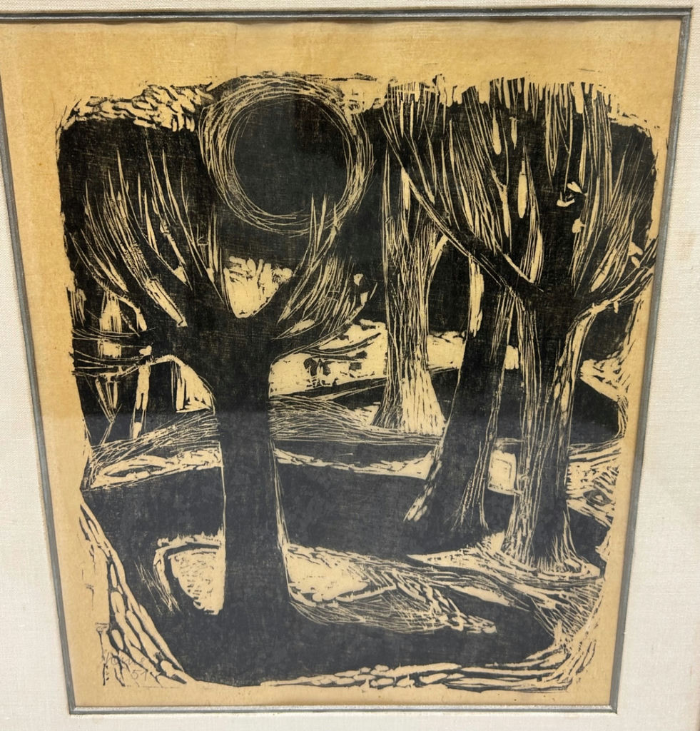 Landscape Woodcut Impressionism Signed  - image 4 of 5