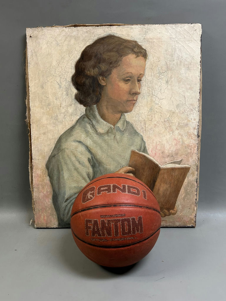 Young Lady Reading a Book Oil Painting - image 3 of 5