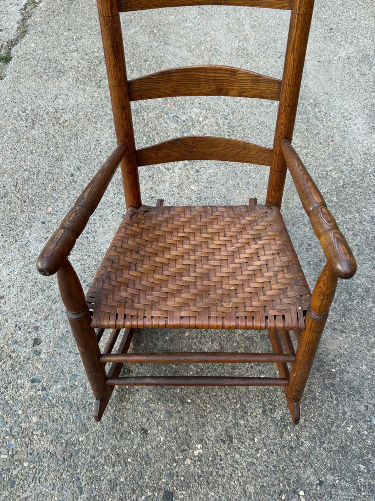 Antique ladder Back Rattan Seat Rocker  - image 6 of 6
