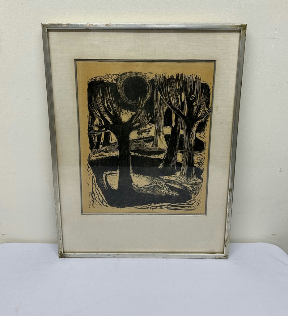 Landscape Woodcut Impressionism Signed  - image 1 of 5