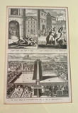 Rare 4 Panel Framed Vintage Copper engravings of Aztec Rituals - thumbnail 4 of 5