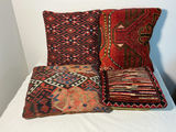 4 vintage Rug covered pillows - thumbnail 1 of 7