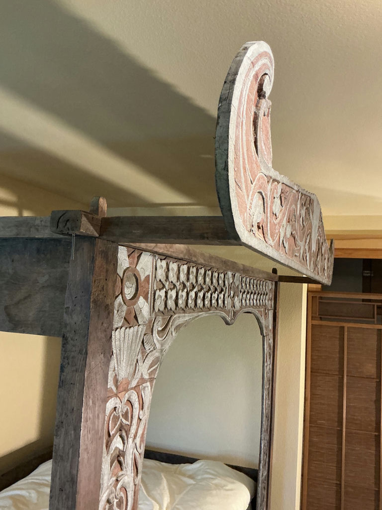 Vintage Hand Carved Indonesian Canopy bed - image 8 of 9