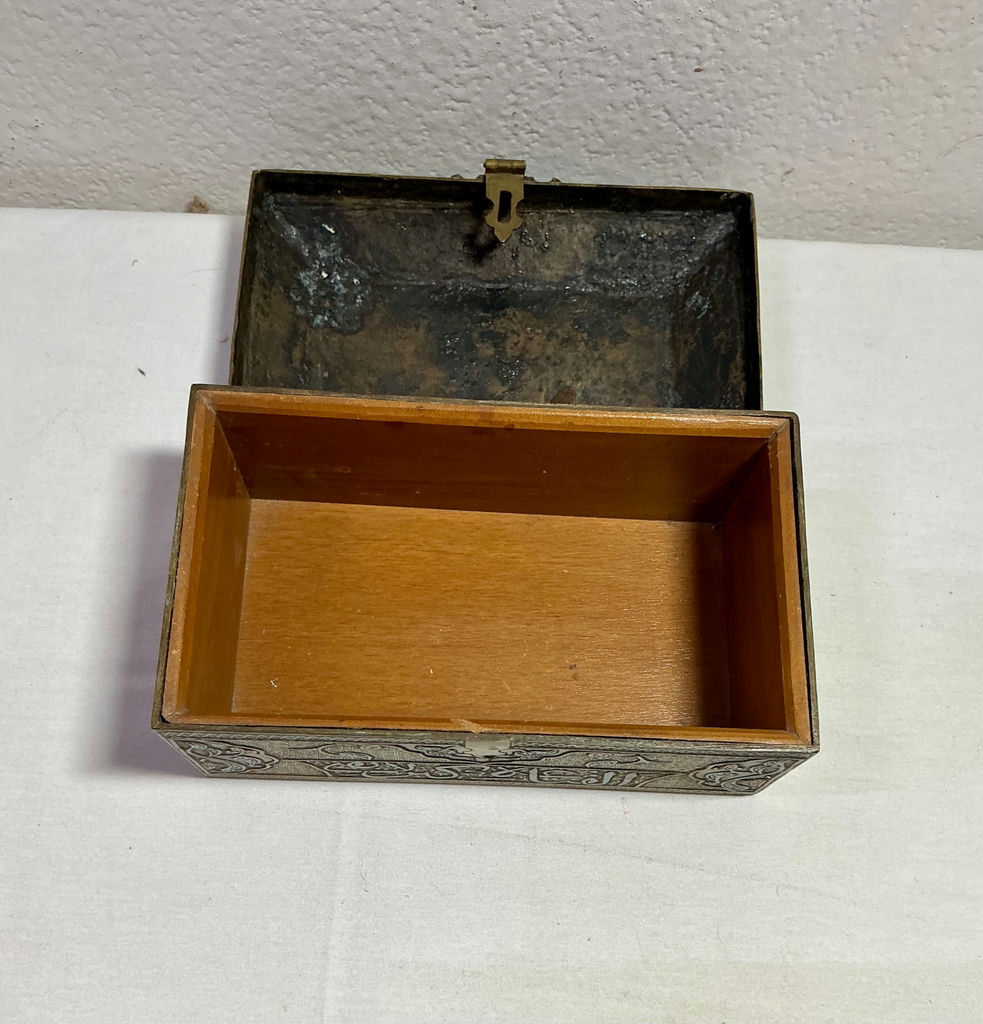 Wood and Metal Inlay Boxes and Metal vase - image 9 of 13