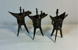 Vintage Bronze Monkey, 3 Antique Chinese Jue, and a carved bust - thumbnail 7 of 12