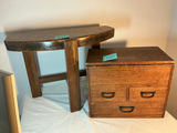 Vintage Asian Small Solid Wood table & Box with drawers - thumbnail 1 of 4
