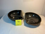 Two very unique pottery bowls, signed - thumbnail 1 of 6