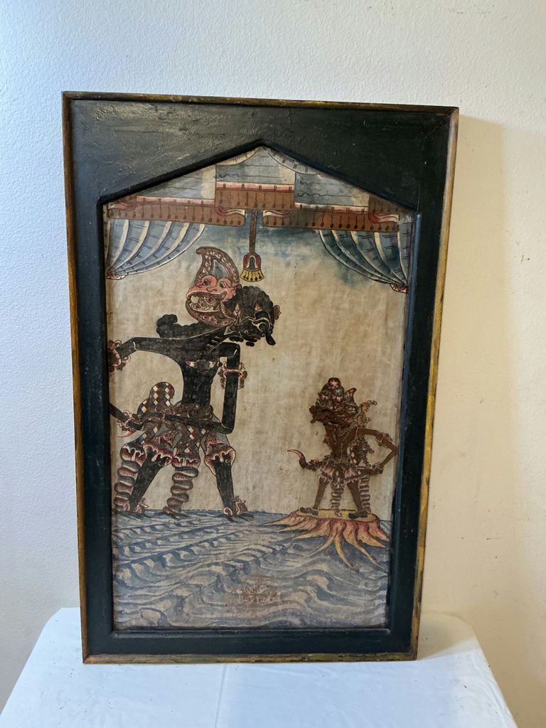 Antique Indonesian Paintings on Metal, framed in wood. - image 1 of 6