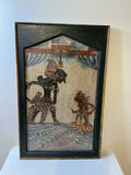 Antique Indonesian Paintings on Metal, framed in wood. - thumbnail 1 of 6