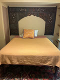 Carved wooden bed frame with memory foam mattress - thumbnail 1 of 9