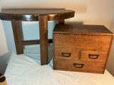 Vintage Asian Small Solid Wood table & Box with drawers - thumbnail 2 of 4
