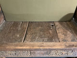 Antique carved wooden settle bench with cushion - thumbnail 6 of 11