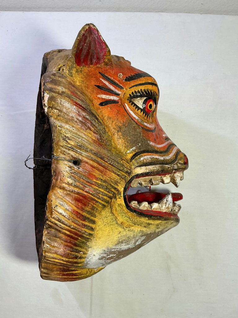 Vintage Hand Carve & Painted Wood Animal Mask - image 2 of 5