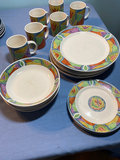Casual Settings Stoneware Dinnerware Set with Multicolor Border, Pflattzgraff butter dish - thumbnail 2 of 8
