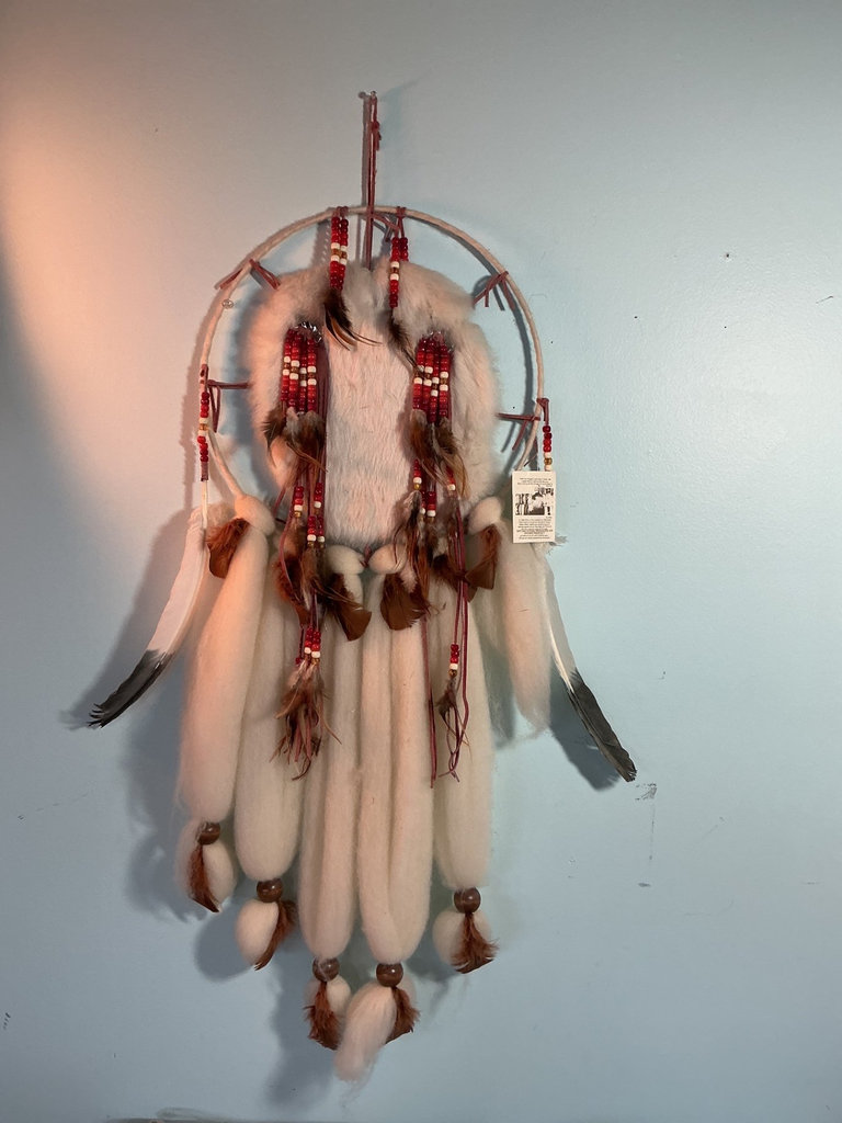 Two handcrafted dreamcatchers with fur, beads and feathers - image 2 of 5