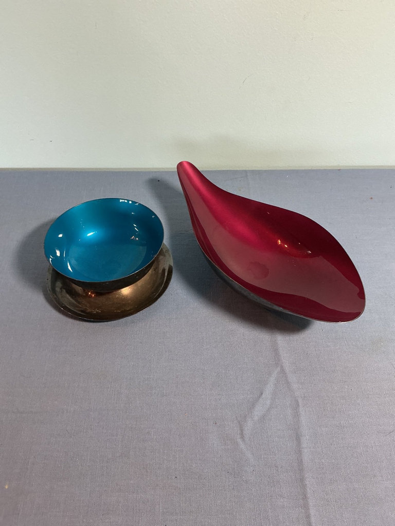 Enamel and Silver-plate MCM serving bowls. - image 2 of 4