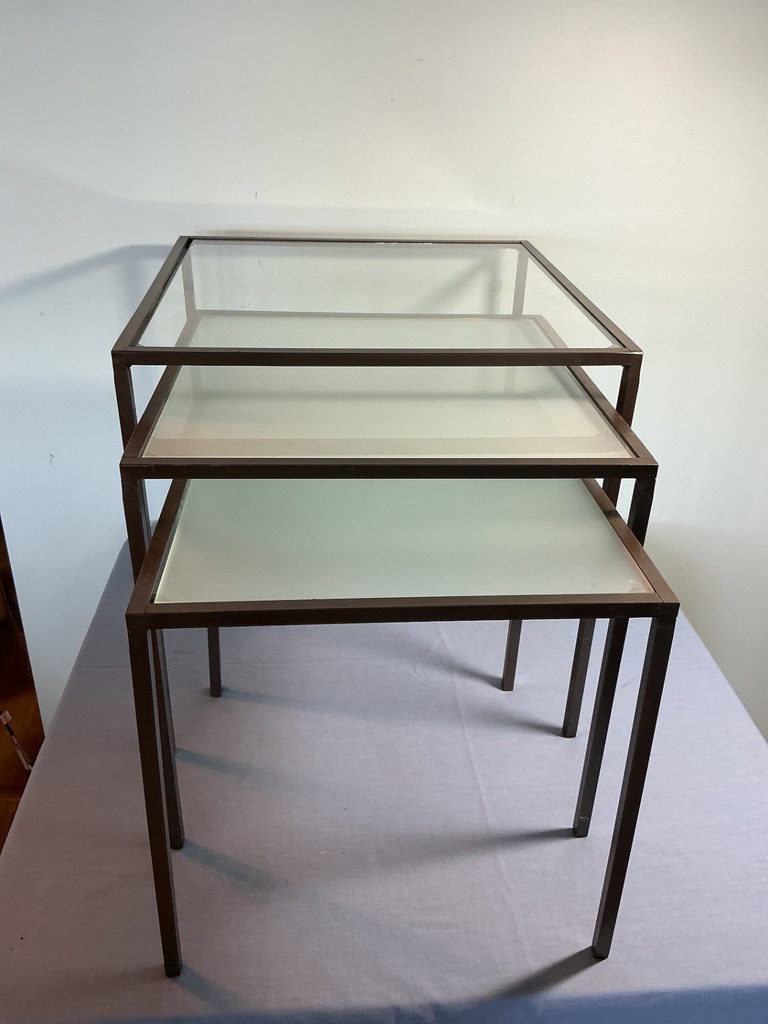 Three Glass-top Nesting Tables - image 2 of 3