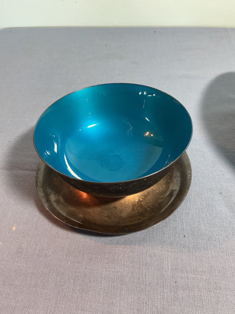 Enamel and Silver-plate MCM serving bowls. - image 4 of 4