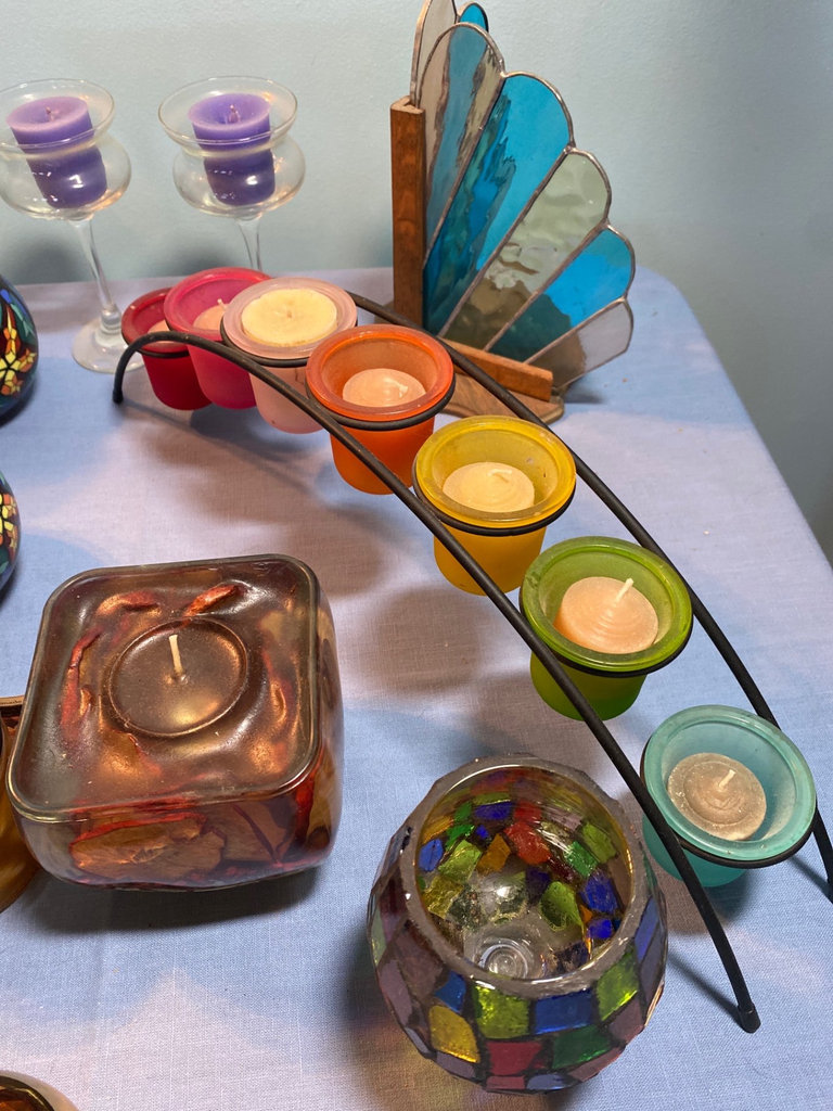 Assorted decorative glass and candle holders - image 2 of 4