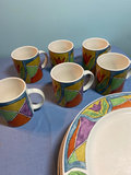 Casual Settings Stoneware Dinnerware Set with Multicolor Border, Pflattzgraff butter dish - thumbnail 4 of 8