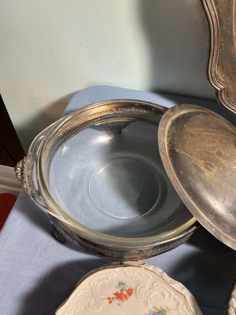 Vintage Silver Plate , Sterling and porcelain serving items - image 3 of 7