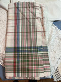 Assorted linen textiles: lace, embroidery, and plaid fabric - thumbnail 4 of 6
