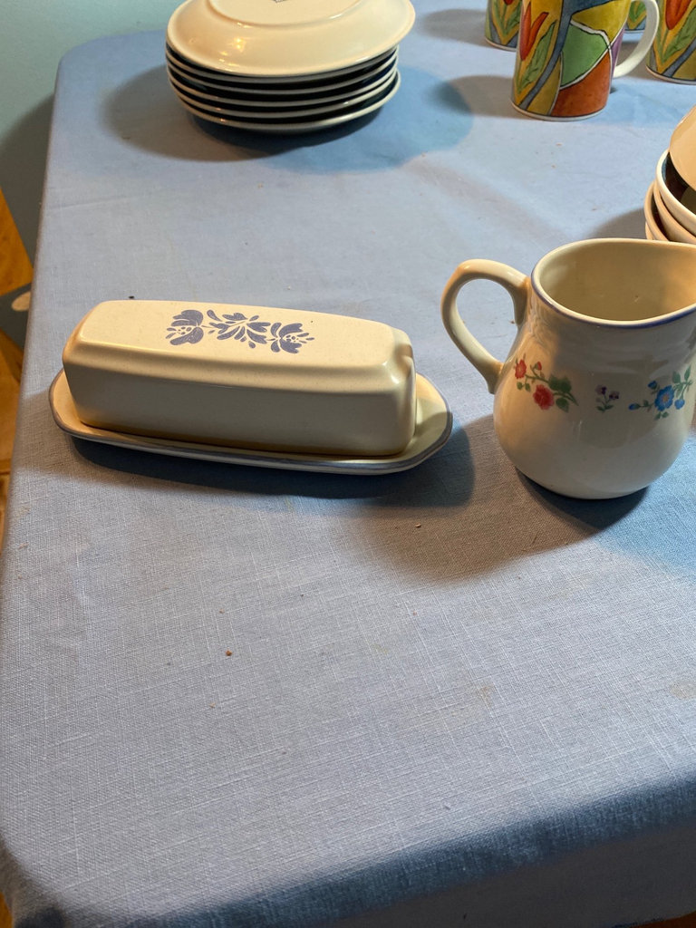Casual Settings Stoneware Dinnerware Set with Multicolor Border, Pflattzgraff butter dish - image 7 of 8