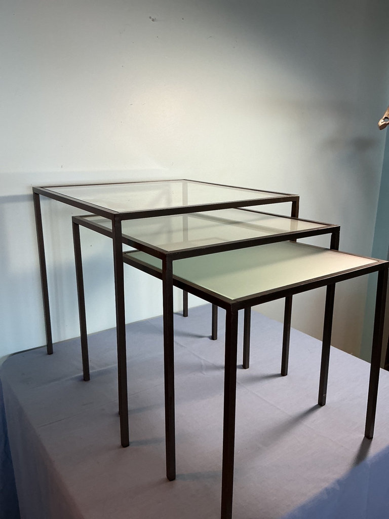 Three Glass-top Nesting Tables - image 1 of 3